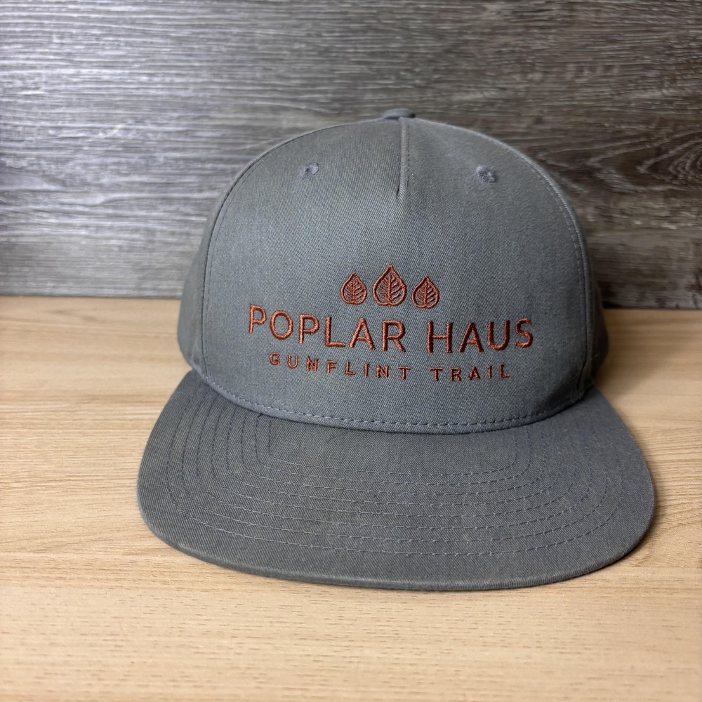 Poplar Haus Hat Cap Snap Back Gray Embroidered Gunflint Trail Richardson Mens